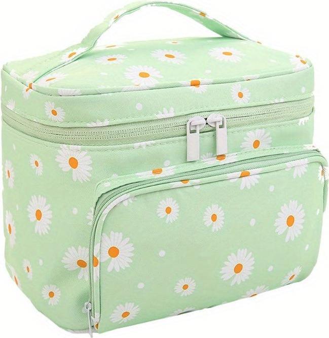 Image du produit Only-Bags.Store Trousse de maquillage imprimé marguerite grande trousse cosmétique avec porte-brosse trousse de