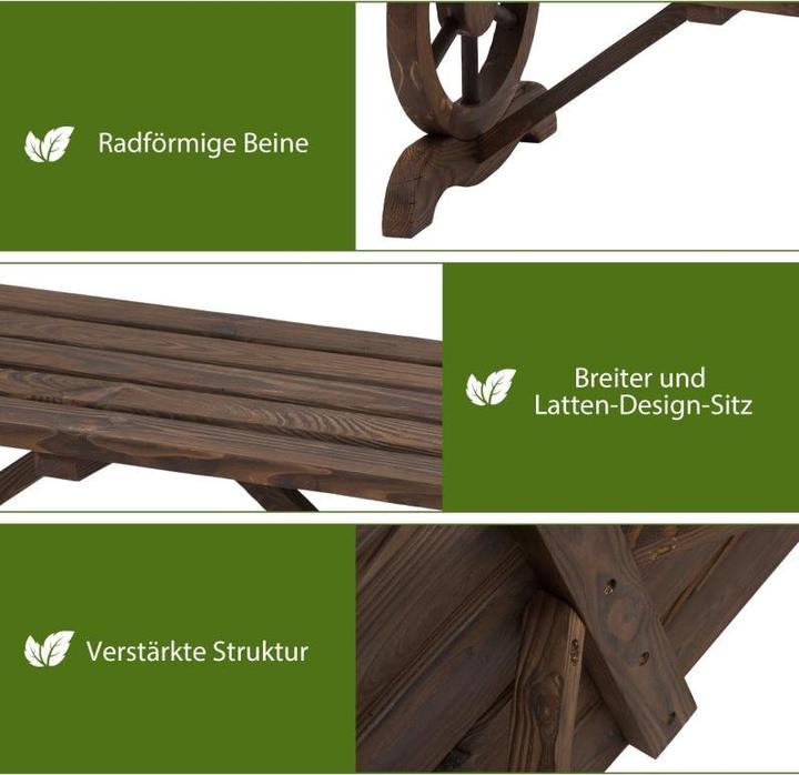 Produktbild Swisshandel24 Gartenbank Holz Wetterfest Sitzbank Gartenmöbel Rustikale Bank Natur 98 x 50 x 39,5 cm