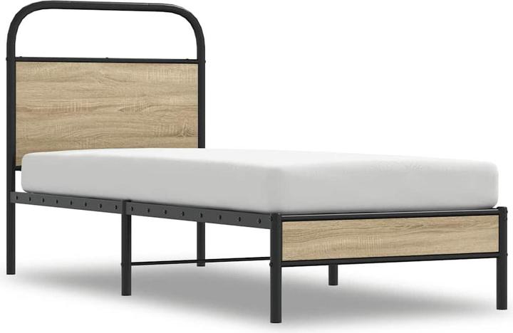 VidaXL Bettgestell ohne Matratze 90x200 cm Räuchereiche Holzwerkstoff (90 x 200 cm)