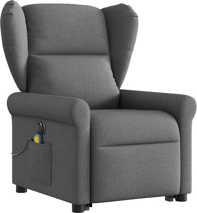 Produktbild VidaXL Elektrischer Massagesessel mit Aufstehhilfe Dunkelgrau Stoff