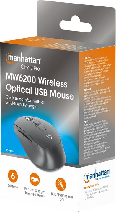 Produktbild Manhattan MW6200 Kabellose USB-Maus (Kabellos)