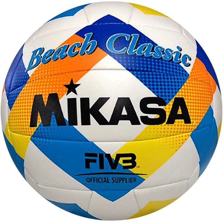 Mikasa Piłka siatkowa plażowa Beach Classic biało-niebiesko-żółta BV543C-VXA-Y (5) (5)