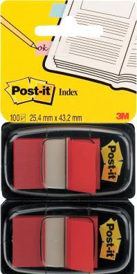 Image du produit Post-it Index repositionnables 25,4x43,2mm 2pcs rouge transparent + distributeur (25 x 43 mm)