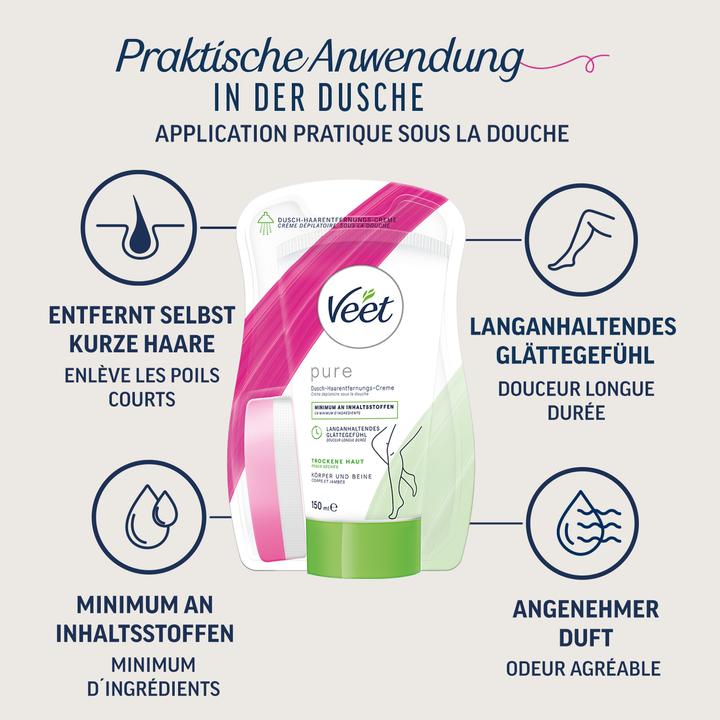 Immagine prodotto Veet Crema per la rimozione dei capelli sotto la doccia (150 ml, 1 x, 198 g)