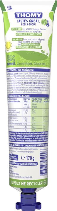 Nutritional values and ingredients THOMY Vegan Tartare Sauce (170 g)