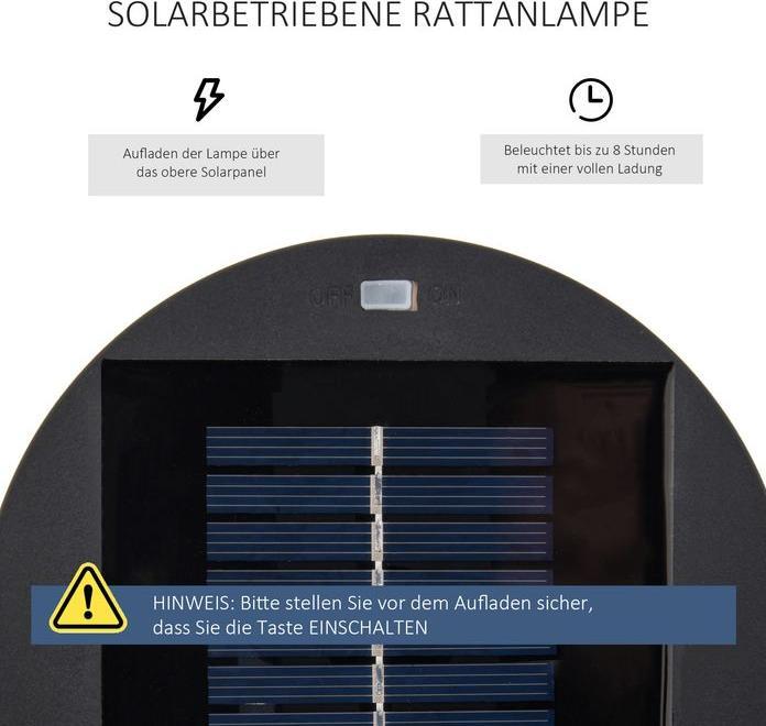 Produktbild Swisshandel24 Solarlampe, Rattan Solarleuchte, Braun, 21,5x21,5x61cm (IP44)