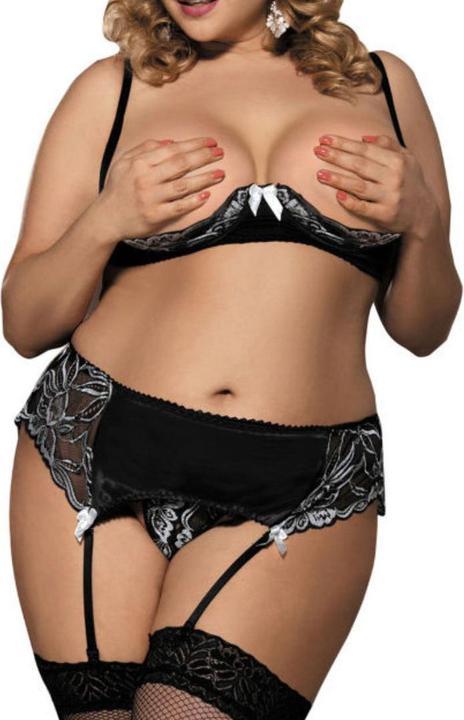 Actual product image Subblime 3-piece suspender set with open cups and thong (L, XL)