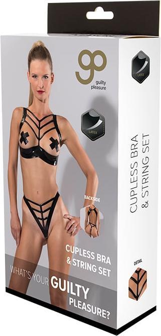 Actual product image Guilty Pleasure Gp Latex Cupless Bra & String Set L (L)