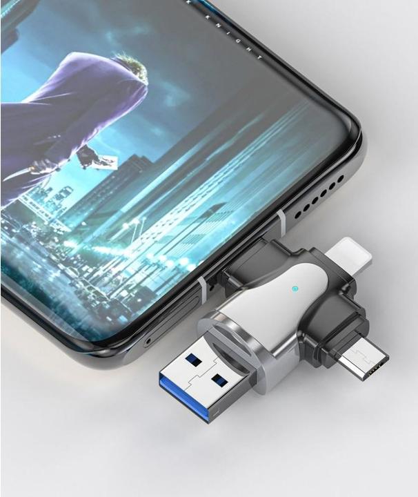 Image du produit PowerGuard Adaptateur 4 en 1 USB-C Lightning MicroUSB & MicroSD Card Reader (USB Type C, Lightning, Micro USB)