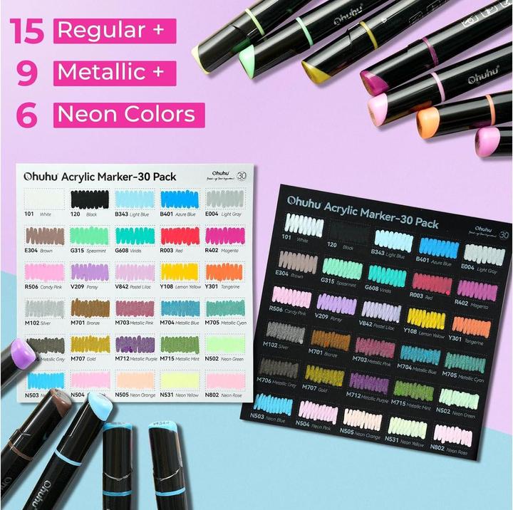 Produktbild Ohuhu Acryl-Marker (Mehrfarbig, 30 x)
