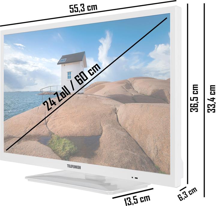 Produktbild Telefunken XH24SN550MV-W 24 Zoll Fernseher / Smart TV (HD Ready, HDR, 12 Volt) - 6 Monate HD+ inkl. (24", LED, HD, 2023)