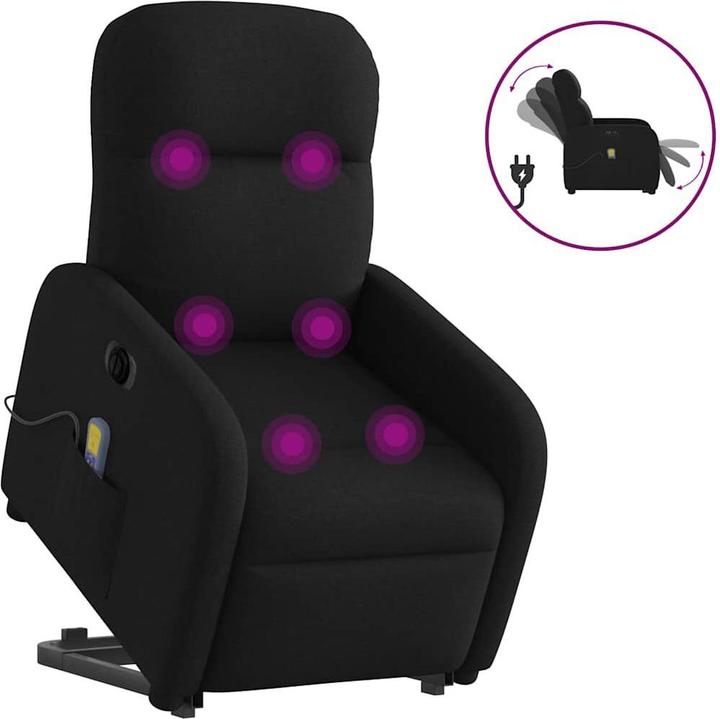 VidaXL Elektrischer Massagesessel mit Aufstehhilfe Schwarz Stoff