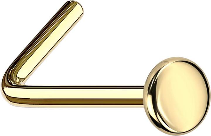 Star Piercing Nasenstecker gewinkelt vergoldet mit Teller (ohne Messing, Titan G23)