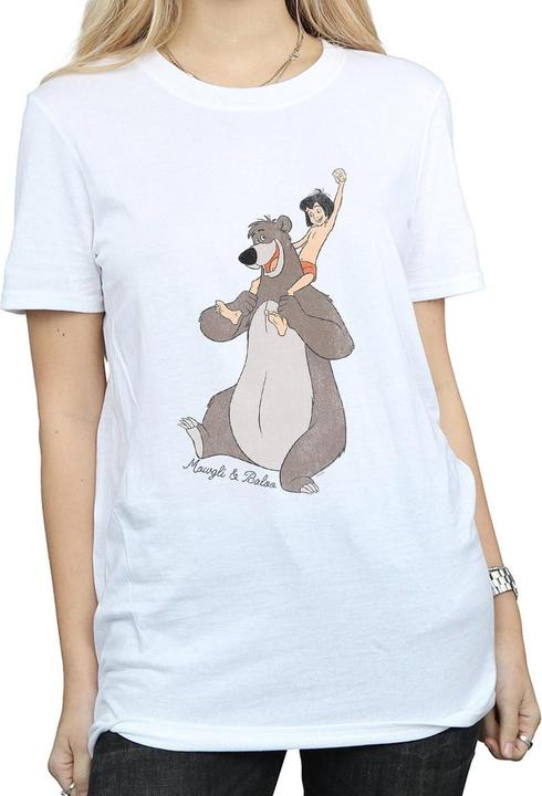 Actual product image Disney Womens/Ladies Classic Mowgli And Baloo Cotton Boyfriend T-Shirt (M)