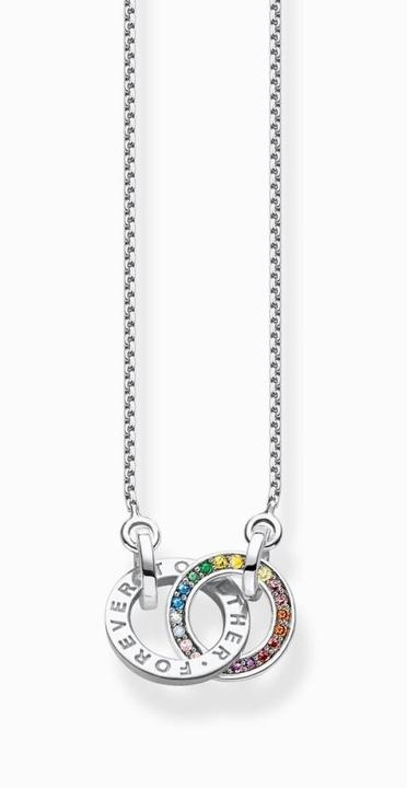 Image du produit Thomas Sabo Collier Together avec deux anneaux de pierres colorées Argent noirci (Argent 925, 50 - 55 cm)