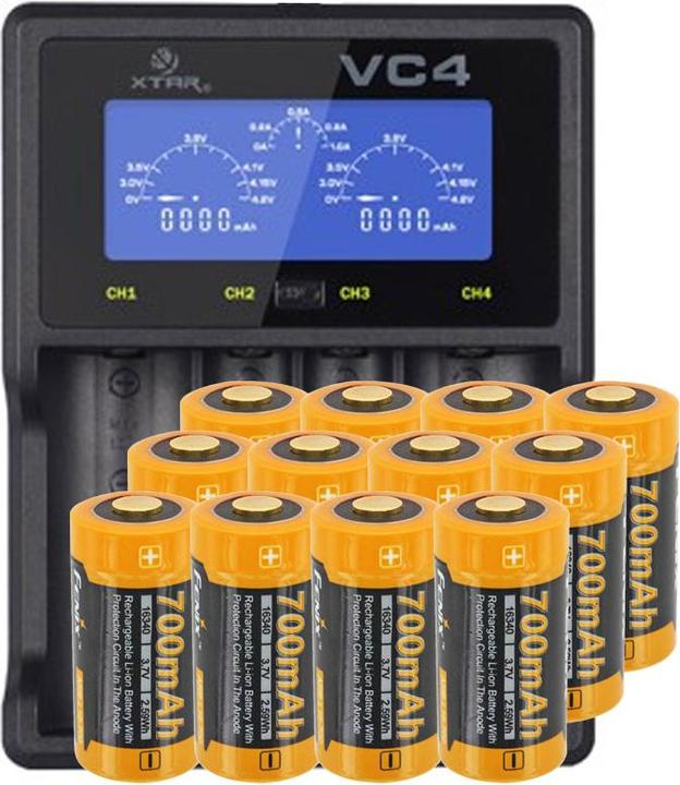 Produktbild Fenix LCD-Schnell-Ladegerät (1 Stk., CR123A, 700 mAh, Ladegerät inkl. Akku)