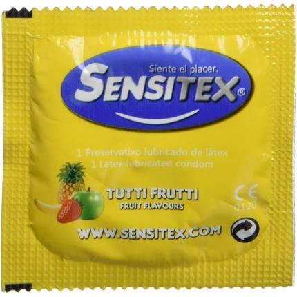 Actual product image Sensitex "Tutti Frutti" 144 colourful and vegan flavoured condoms - from Spain, stock pack (144 pcs.)