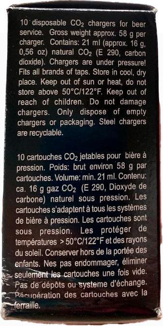 Nährwerte und Zutaten Ich-zapfe CO2 Kapseln, Kohlensäurekapseln CO2, 16g, 10er Pack
