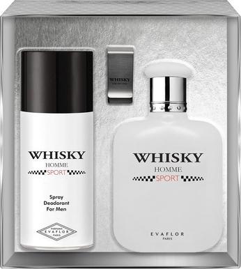 Actual product image NoName Evaflorparis Whisky Sport Gift Box Eau de Toilette 100ml + Deodorant 150ml + Money Clip Set Natural