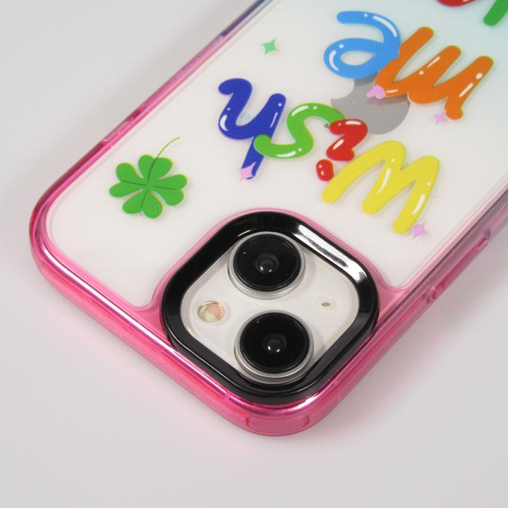 Actual product image PhoneLook Coque Gel transparent WISH ME LUCK avec crochet pour lanière (sans lanière) /bleu (Apple iPhone 15)