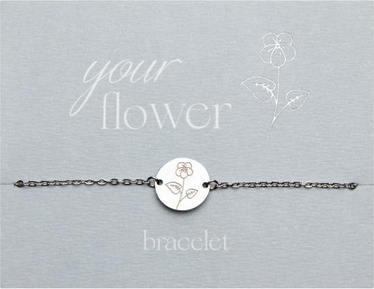 Produktbild HCA Armband - "Your Flower" - Edelstahl - Veilchen (20 cm, Edelstahl)