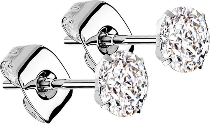Produktbild Star Piercing Ohrstecker silber runder Kristall silber (Titan G23, ohne Messing)
