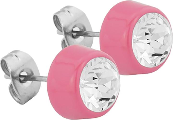 Image du produit Star Piercing Boucles d'oreilles rose avec cristal Swarovski argenté (sans laiton, Acier chirurgical 316L)