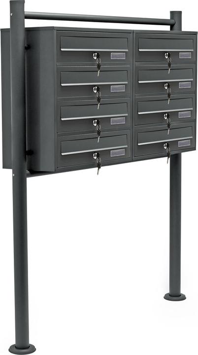 Produktbild Wiltec 8er Briefkastenanlage Anthrazit 2x4 Fächer Standbriefkasten Briefkasten