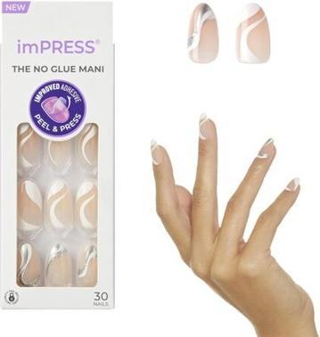 KISS No Glue Mani Press On Nails 'On My Mind' White Beige (White Beige)