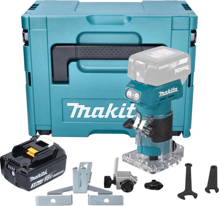 Produktbild Makita DRT 52 F1J Akku Kantenfräse 18 V 6 mm Brushless + 1x Akku 3,0 Ah + Makpac - ohne Ladegerät