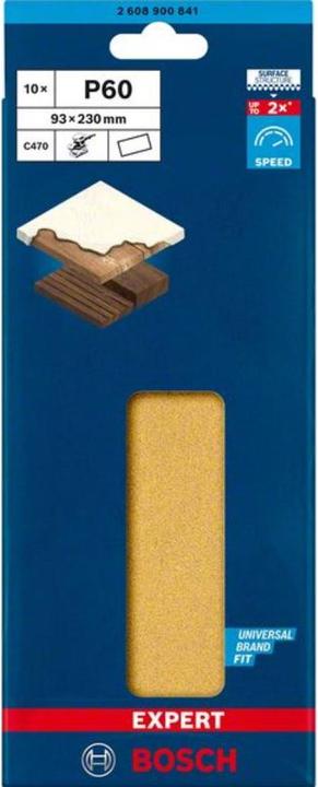Productafbeelding Bosch Professional Zubehör Expert C470 Schuurpapier zonder gaten voor vlakschuurmachine, 93 x 230 mm, G 60, 10 st. (60)