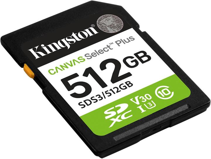 Produktbild Kingston Canvas Select Plus SDXC 512GB Gen3 (512 GB, SDXC, U3, UHS-I)