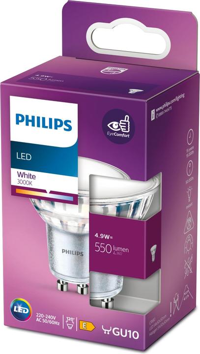 Immagine prodotto Philips LED CLASSIC 550LM GU10 WH 120D ND 1PF/12 (GU10, 4.90 W, 550 lm, 1 x, E)