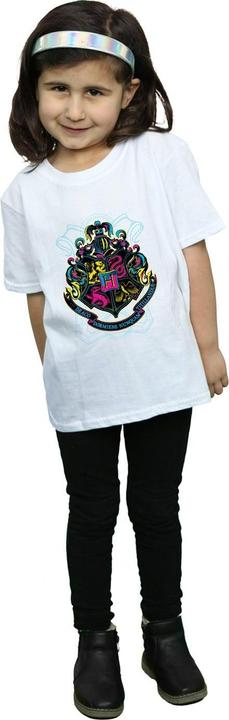 Actual product image Girls Neon Hogwarts Crest Cotton T-Shirt (128)