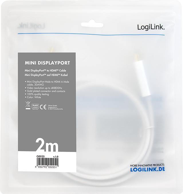 Immagine prodotto LogiLink Mini DisplayPort — HDMI (Typ A) (2 m, DisplayPort)