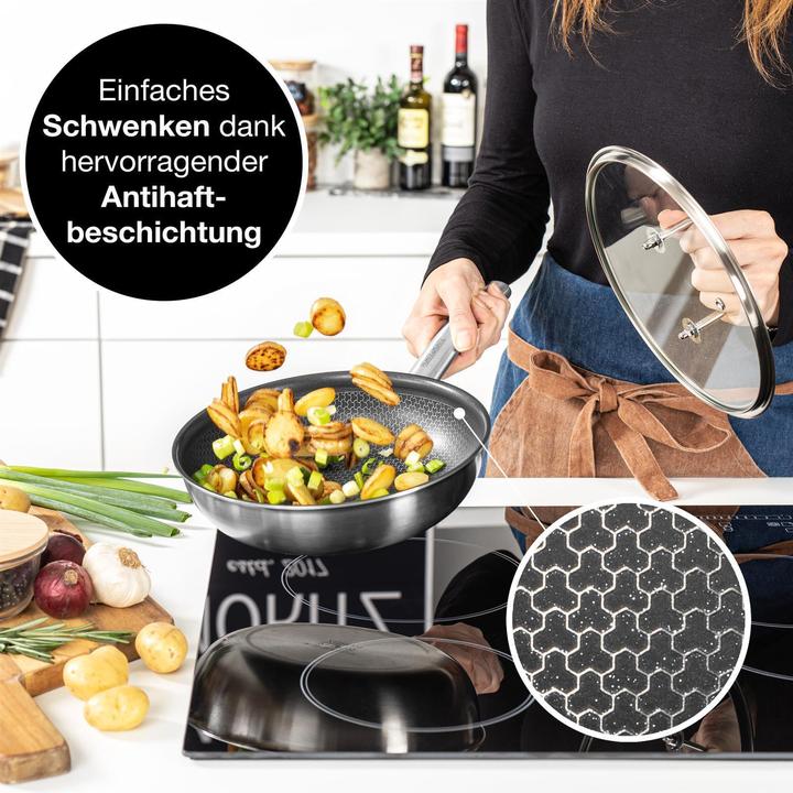 Image du produit Moritz & Moritz Couvercle de poêle universel en acier inoxydable 30cm - Couvercle pour poêle comme complément idéal (Verre)