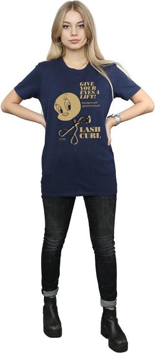 Actual product image Looney Tunes Womens/Ladies Tweety Pie Lash Curl Cotton Boyfriend T-Shirt (S)