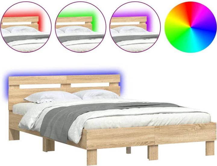 Produktbild VidaXL Bettgestell mit Kopfteil LED-Beleuchtung 120 x 190cm (120 x 190 cm)