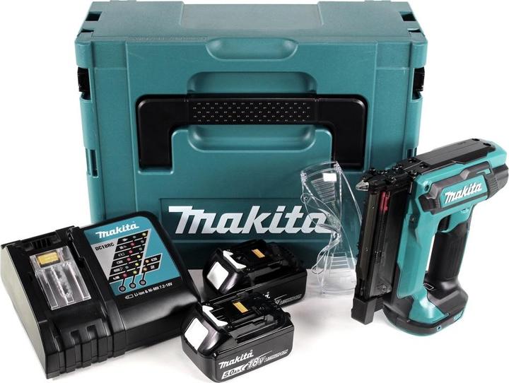 Actual product image Makita DPT 353 RTJ 18 V Li-Ion battery pin tacker in Makpac + 2 x 5.0 Ah battery + charger
