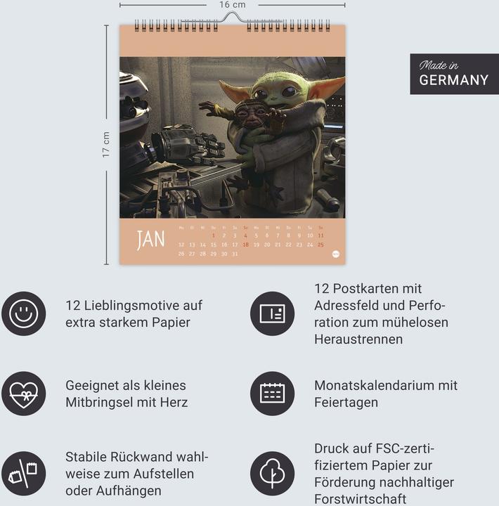Produktbild The Mandalorian Postkartenkalender 2026 (Harter Einband, Deutsch)
