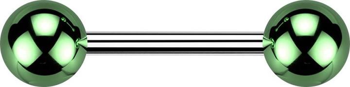 Image du produit Star Piercing Barbell argent avec deux boules recouvertes de verre vert (Acrylique, Acier chirurgical 316L, sans laiton)