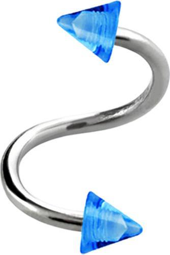 Star Piercing Micro Spirale silber mit zwei Cones dunkelblau transparent (Chirurgenstahl 316L, ohne Messing, Acryl)