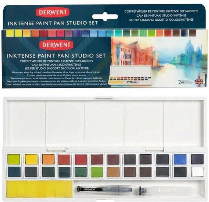 Actual product image Derwent Inktense Paint 24 Pan Palette (603054) (White)