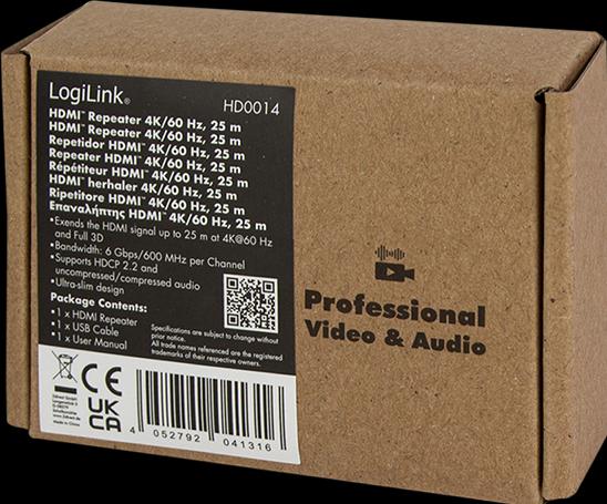 Image du produit LogiLink Répéteur HDMI 4K, 25 m