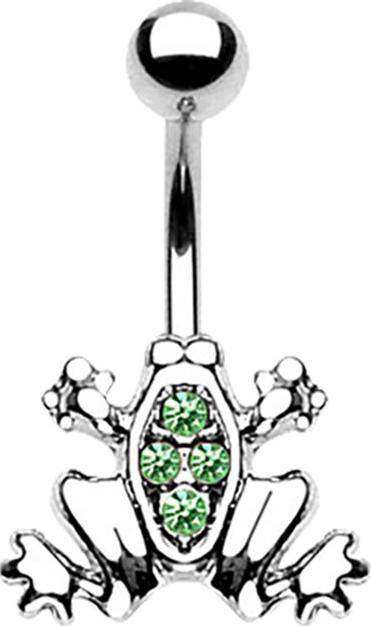Star Piercing Banane silber Frosch grün (Chirurgenstahl 316L, ohne Messing)