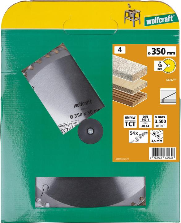 Actual product image wolfcraft TC Circular Table Saw Blade, orange series, Ø 350 mm