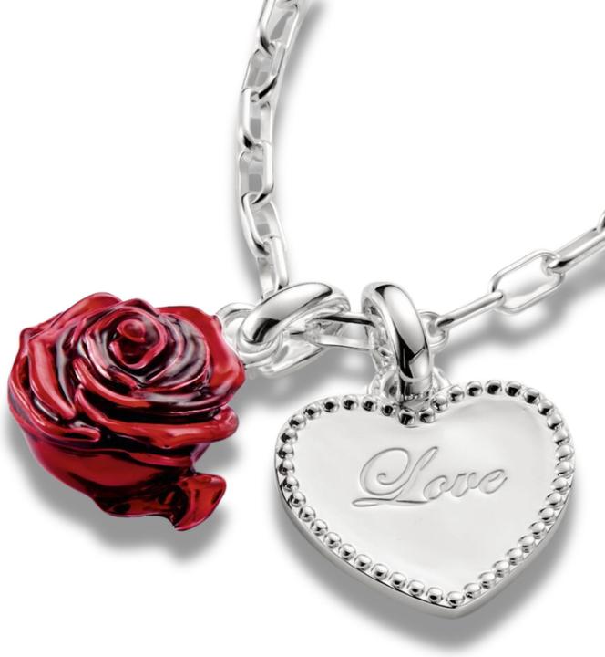 Thomas Sabo Charm-Anhänger Rosenblüte rot Connect Silber (Sterling Silber 925, Emaille)