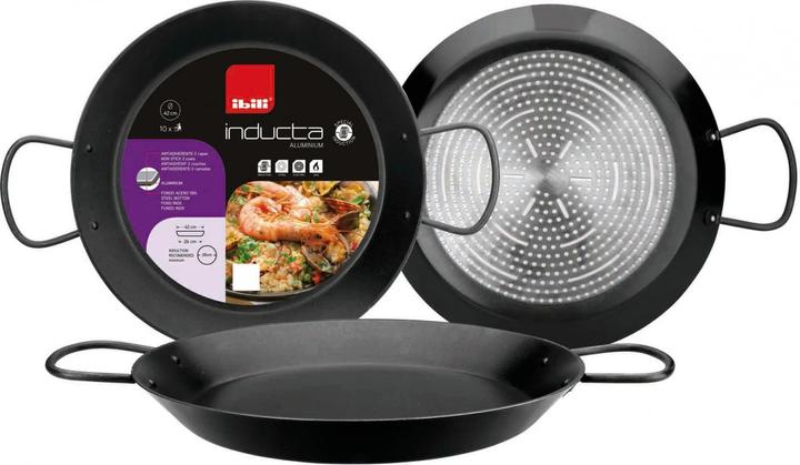 Ibili Paella pan Inducta 30 cm Suitable for all hob types, including induction (30 cm, Paella pan, Stainless steel)