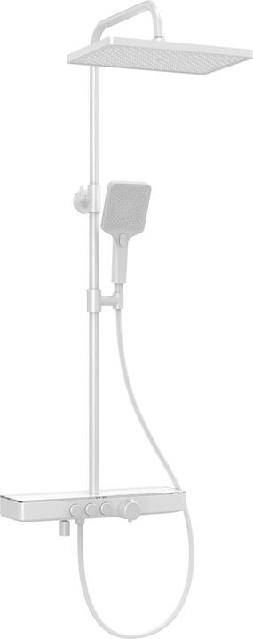 Emke Système de Douche Thermostatique, Douchette+Douche de Tête+Sortie Inférieure, Blanc