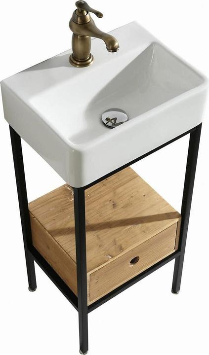 Image du produit Loberon Lavabo Maeva noir/blanc/marron